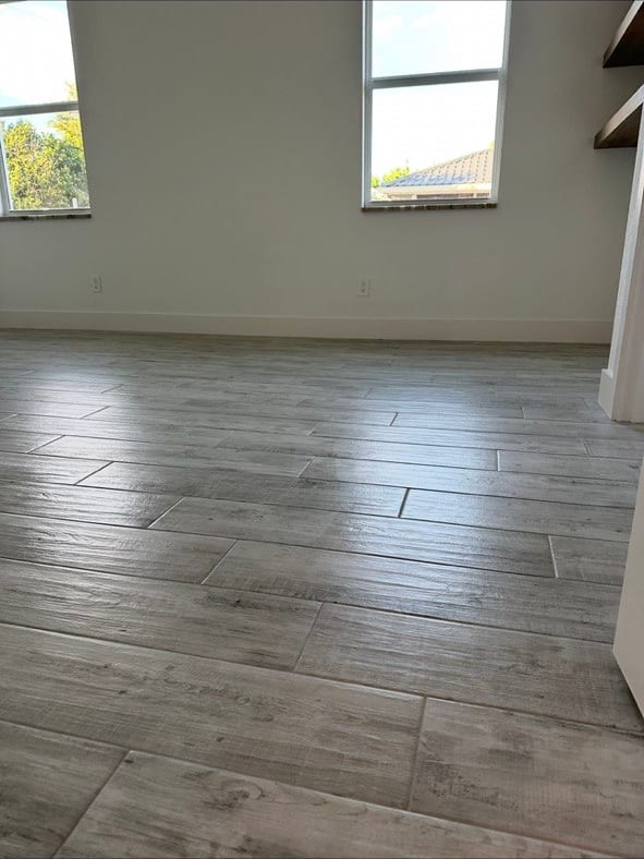 Gray Wood-Look Tile in an Open Living Area