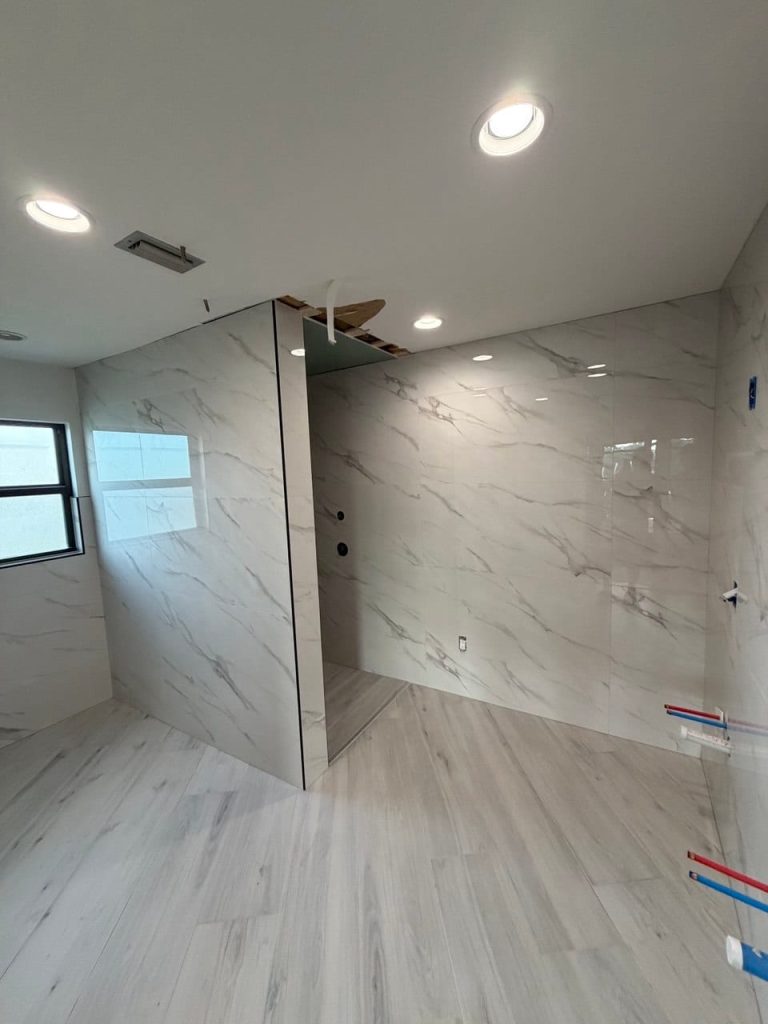 Large-Format Marble-Look Bathroom