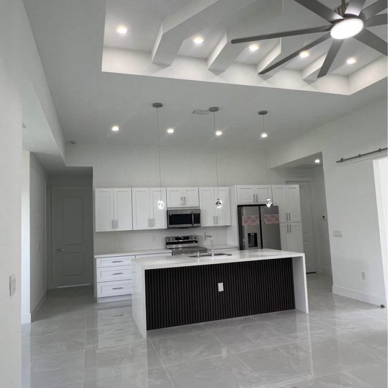 Large-Format Polished Porcelain Throughout a New Home